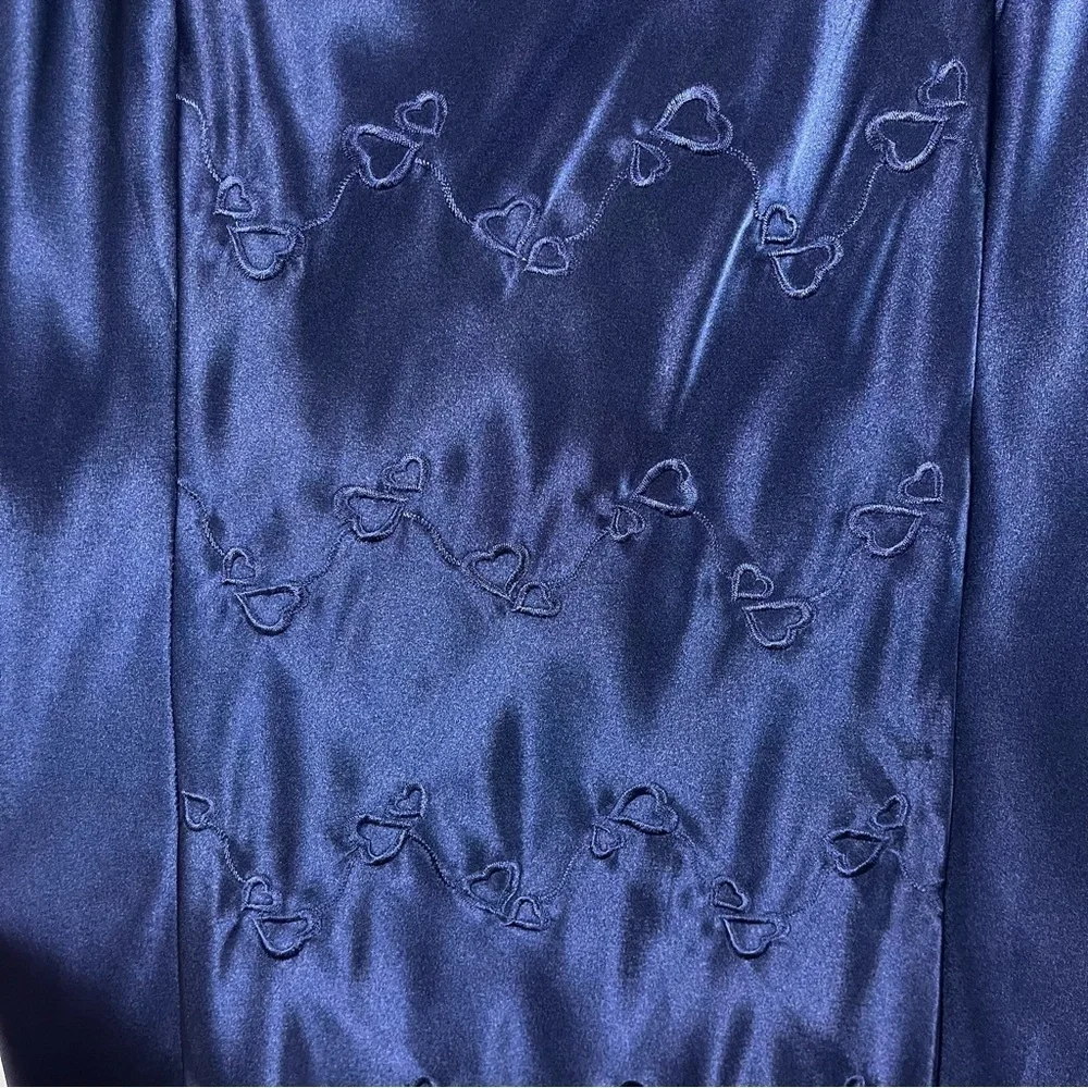 Vintage Erika Taylor Large Embroidered Satin Silky Slip Dress Lingerie Heart - Picture 4 of 9